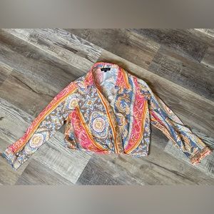 Rachel Zoe multicolored wrap top size small hippie